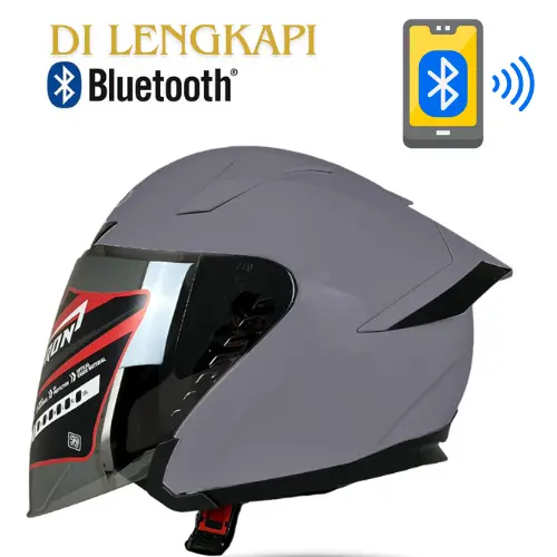 ALV GENOS VERSI BLUETOOTH HELM HALF FACE SINGLE VISOR STANDART SNI