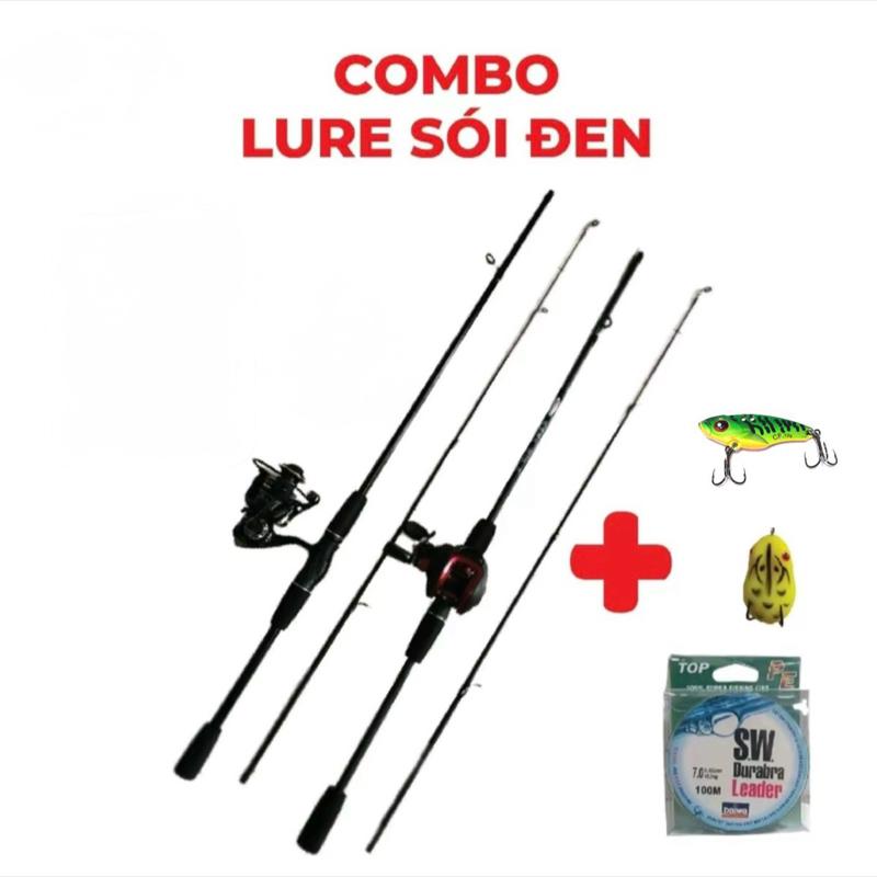  Bộ Combo Cần Câu Lurre Sói Đen 1m65 1m8 2m1 Kèm Máy AC 3000 Cá Sắt Nhái Hơi và Dù SW - Fishing Bắt Cá 