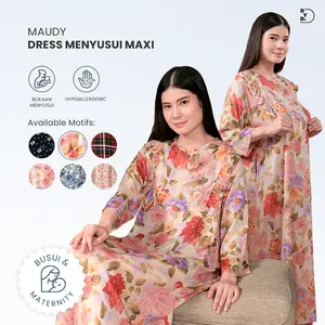 DYD LABEL Maudy Maxi Dress Menyusui Ruffle Dress Wanita Baju Menyusui Premium Bukaan Samping Busui Friendly Bahan Rayon Fit to XL