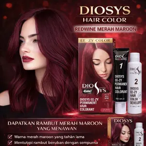 Diosys EE-ZY Permanent Hair Colorant RED WHINE 45ml EZ-09 Permanen Cat Rambut Blonde DIY Hair Color Semir Rambut Tahan Lama Creamy Warna Maroon Merah Burgundy