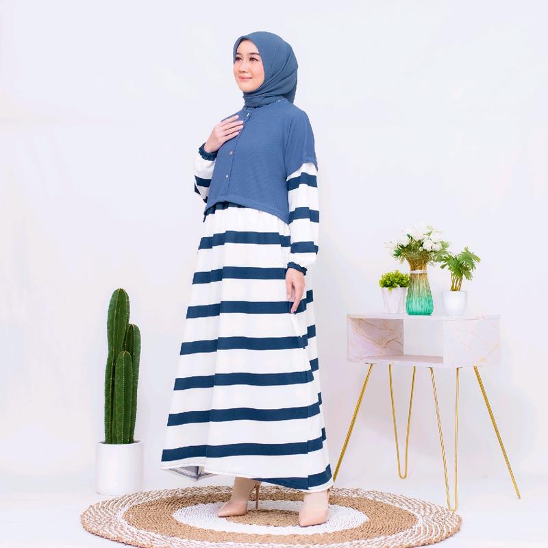 Tania Dress Gamis Salur Knit Gamis Murah Gamis Daily Gamis Busui Terbaru 6