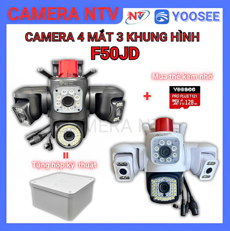   Tặng HKT khi mua cam thẻ nhớ  CAMERA WIFI YOOSEE F50JD F56JD PRO 4 MẮT 3 MÀN HÌNH NGOÀI TRỜI CHỐNG NƯỚC-CÓ ĐÈN BÁO ĐỘNG- XOAY 360-ĐÀM THOẠI 2 CHIỀU - QUAY ĐÊM CÓ MÀU 