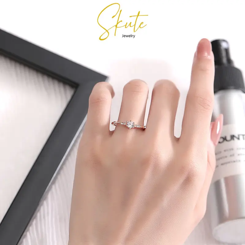 Cincin Berlian Kristal Zircon Sederhana Penuh Berlian Rings 5
