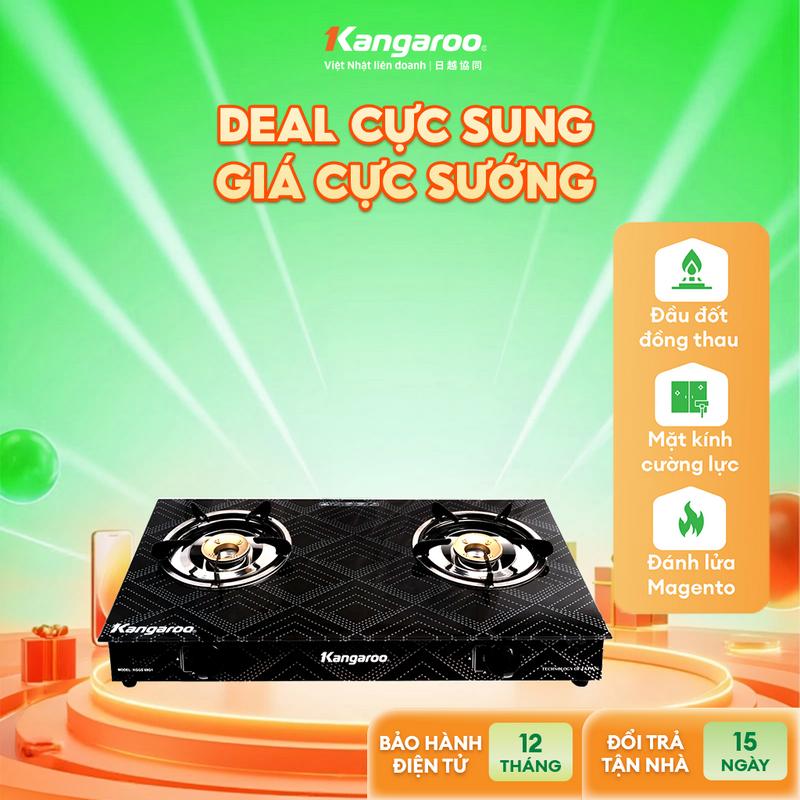 [ QL ] [ RẺ CHẤN ĐỘNG] Bếp ga dương mặt kính Kangaroo KGGS69G1, đầu đốt ĐỒNG tiết kiệm Gas, kiềng bếp tháo rời dễ dàng.