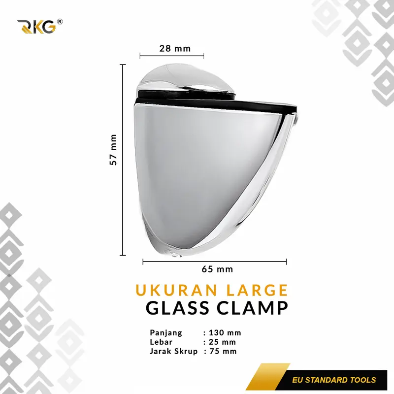 RKG Bracket Ambalan Kaca Tebal Duckbill Glass Clamp Zinc Alloy 4