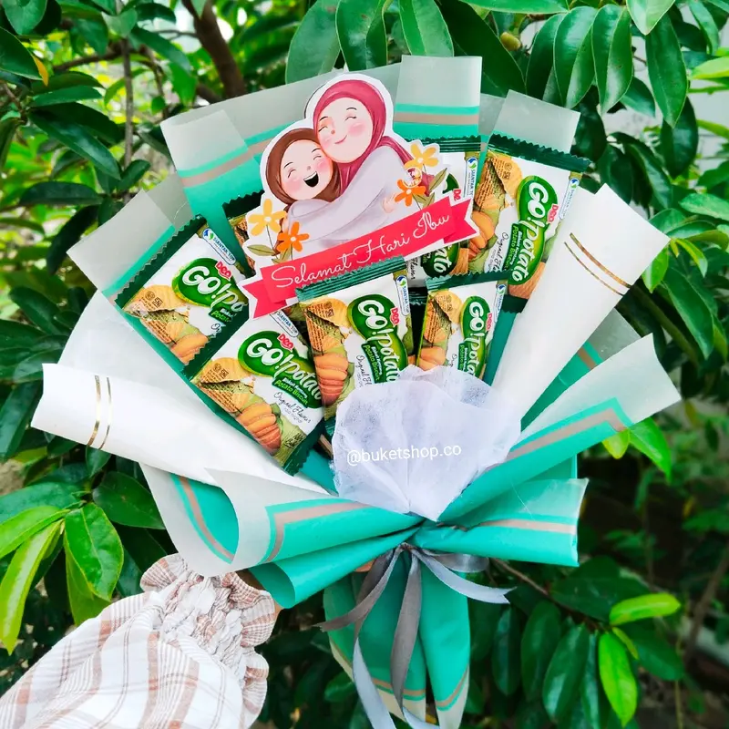 Buket Snack Warna Random Murah Wisuda Anak Hadiah Kertas - Ukuran 15-20 cm - Food, Cookies 6