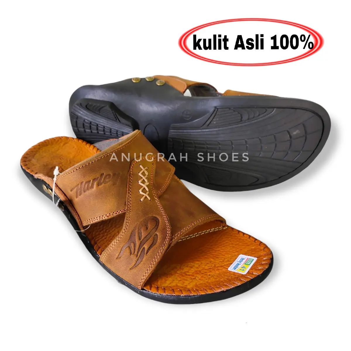 Sandal selop slop pria dewasa kulit asli murah