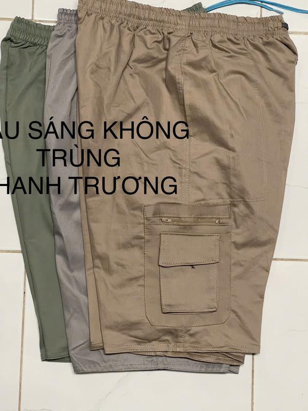  COMBO 3 Quần Short Nam Kaki Túi Hộp 5  túi Lưng Thun Co Giãn From Rộng Thoải Mái Có Túi Khóa Kéo .- 