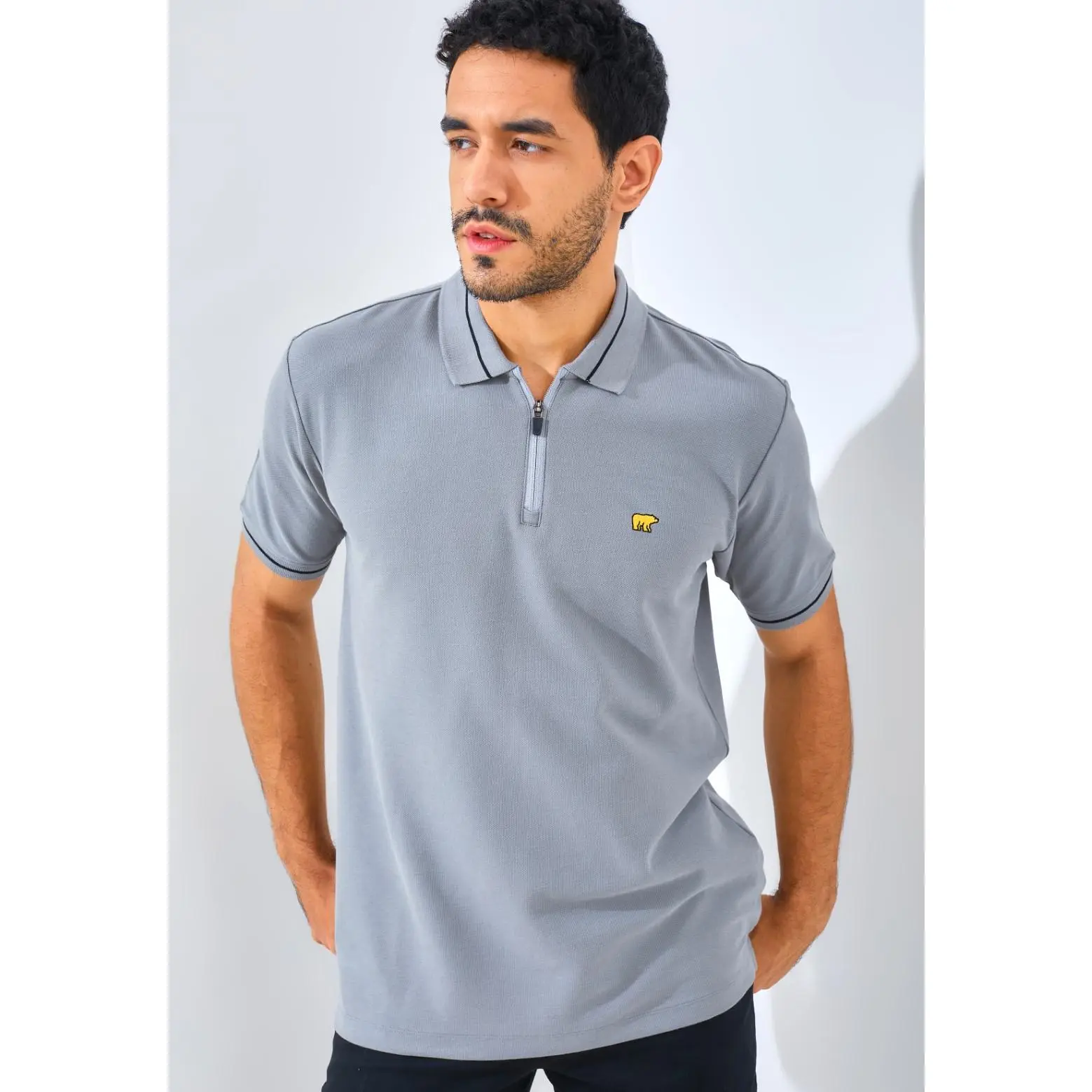 Jack Nicklaus Opera Polo Shirt Pria Regular Fit Monument Grey