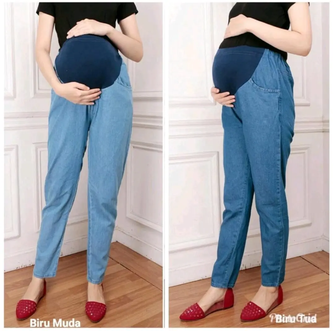Mariska celana hamil panjang jumbo bhn jeans wash fit to XXL