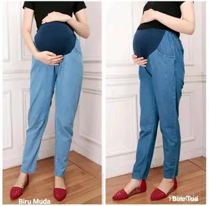 Mariska celana hamil panjang jumbo bhn jeans wash fit to XXL