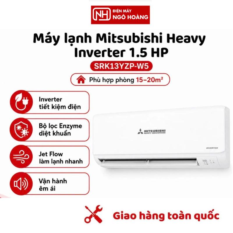 SRK13YZP-W5 - Máy Lạnh Mitsubishi Heavy Inverter 1.5HP 12000BTU - Làm Lạnh Nhanh