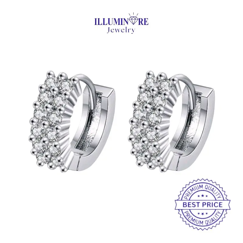 Illuminare-(100% Original) MS-ER36 Anting Giwang Fashion Wanita Lab Create Diamond Perak Silver Sterling S925 18K Gold Plating Bersertifikat GRA 0