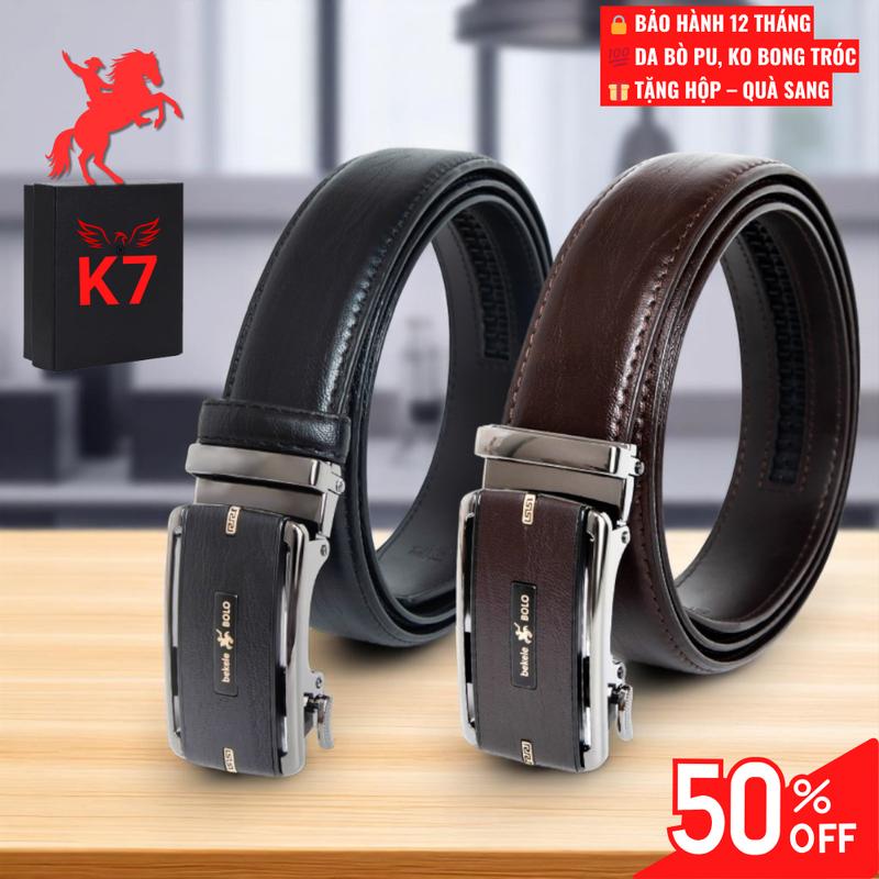 Thắt Lưng Da Nam Quảng Châu Cao Cấp K7 Da Bò PU Tạo Mềm Không Bong Tróc, Mặt Hợp Kim Không Rỉ, Kích thước Chuẩn Dài 1,3m Rộng 3,5cm Voi