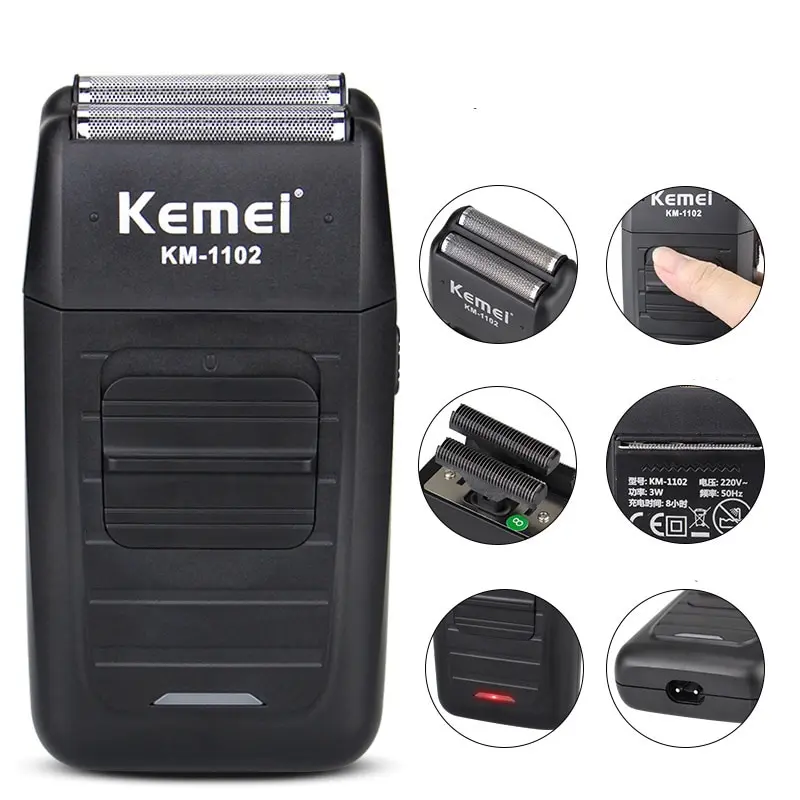 Paling Murah - Original Cukuran Rambut Kemei KM 1102 / KM 2024 Shaver Alat Cukur Kumis Jenggot Brewok Recharger 1