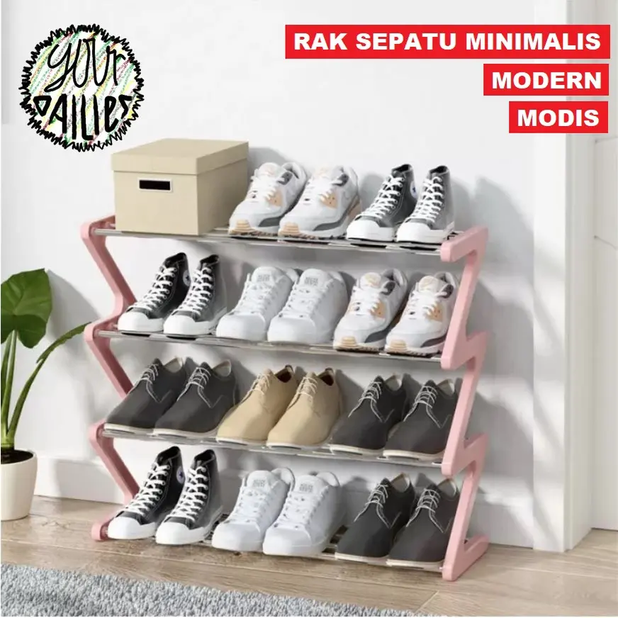 MURAH! TERBARU RAK SEPATU ZIG ZAG 3 SUSUN DAN 4 SUSUN / 3 SUSUN RAK SEPATU PINK SERBAGUNA / Z SHAPE SHOE RACK BLUE GREY GREEN ABUABU HITAM PUTIH