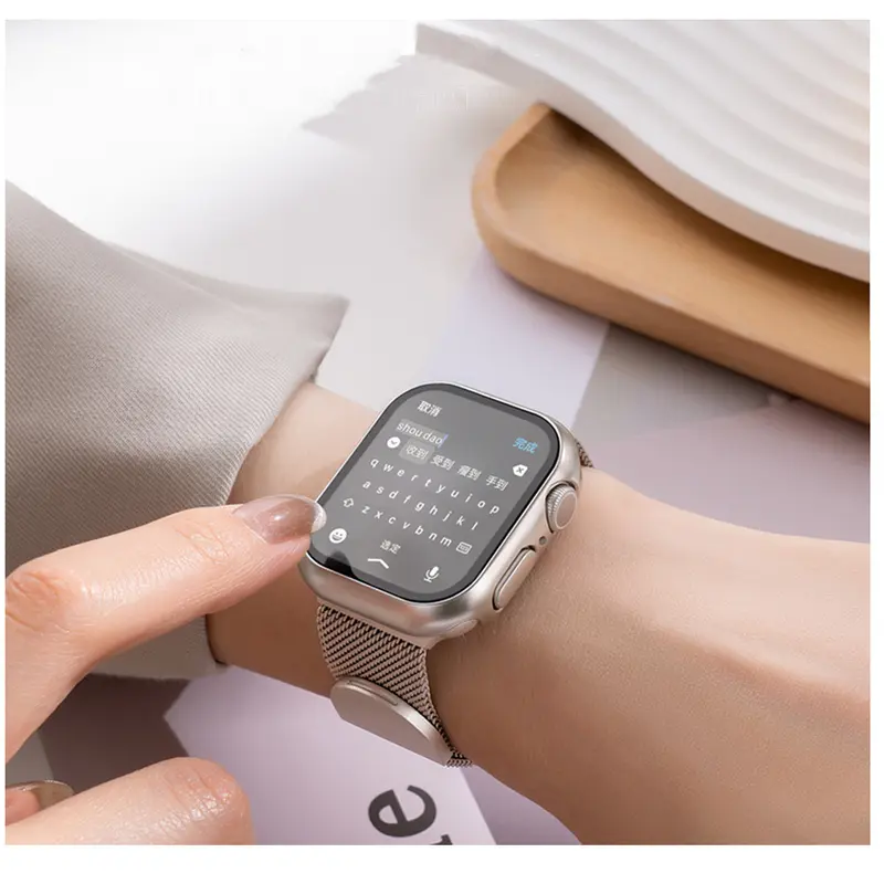 Temepred Glass PC Case for Apple Watch Ultra 2 49mm IWatch 40mm 41mm 44mm 45mm 42mm 38mm Series 9 8 7 6 5 4 3 2 1 SE 2 3 Screen Protector Bumper Cover Accessories for Jam Tangan Smartwatch 5