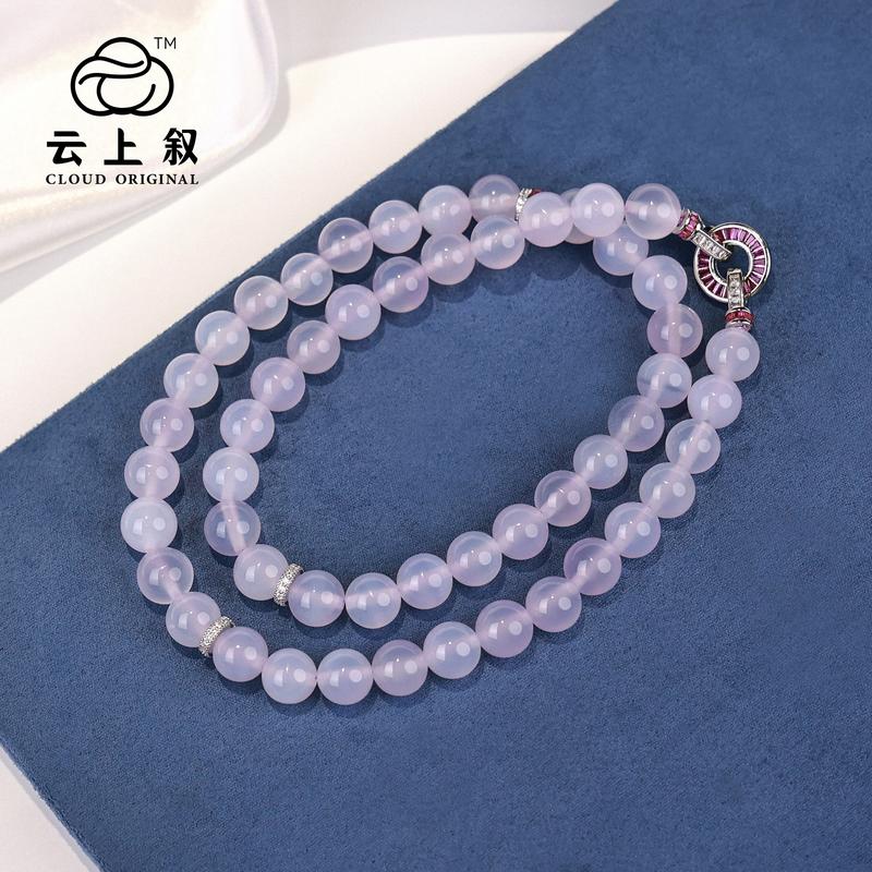 Product Introduction of Cloud Jewelry Violet Purple 10mm Chalcedony Necklace-Dark or light color 3