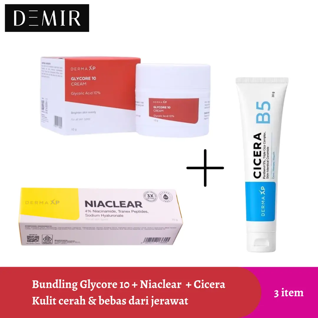 Bundling Niaclear + Glycore 10% + Cicera / Kulit Cerah Bebas Jerawat