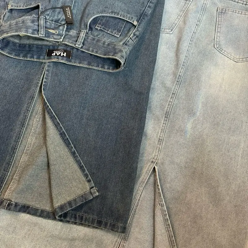 HAP(S-2XL) Chân váy jeans suông xẻ tà sau có 2 màu,2 chiều dài 80cm và 90cm P26 | BigBuy360 - bigbuy360.vn