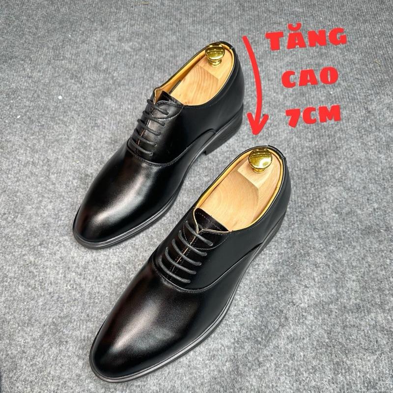 Giày TC3 Tây Nam Công Sở Buộc Dây Tăng Chiều Cao 7cm Đế Ca Su Nhập Lịch Lãm Shoes