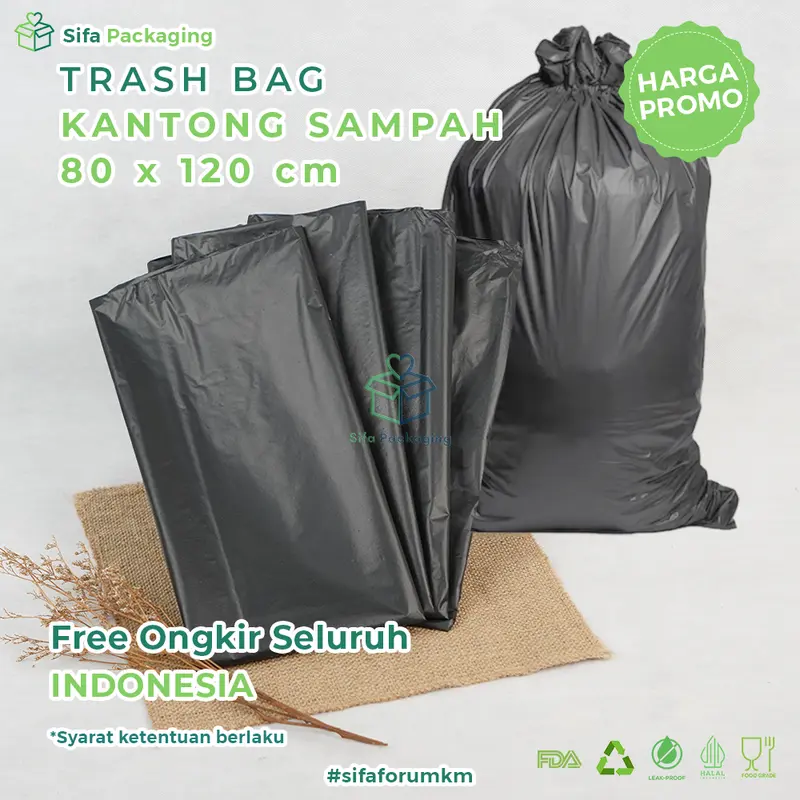 Plastik Sampah Kantong Plastik Sampah Hitam Kantong Besar Plastik Packing Trash Bag Ukuran 80 x 120 cm 0