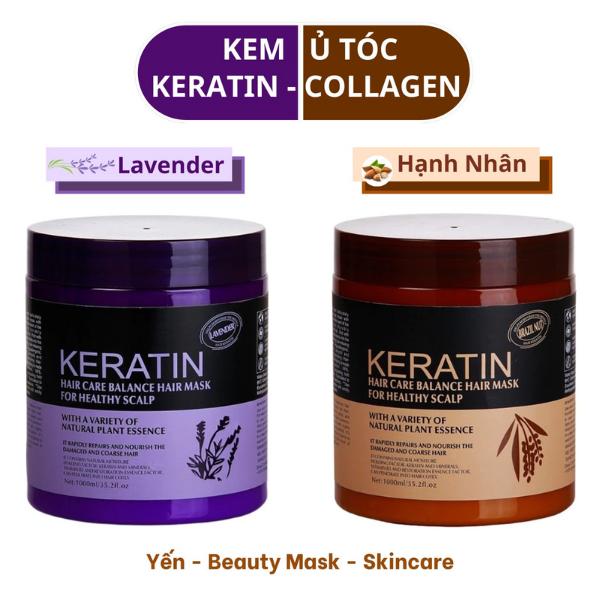 Kem ủ tóc KERATIN COLLAGEN 1000ml ủ hấp hoặc dùng như kem xả dưỡng tóc mềm mượt hỗ trợ phục hồi tóc khô xơ chẻ ngọn sau uốn duỗi giúp tóc vào nếp với hương thơm nước hoa dịu nhẹ Nữ Women Chăm Sóc Tóc