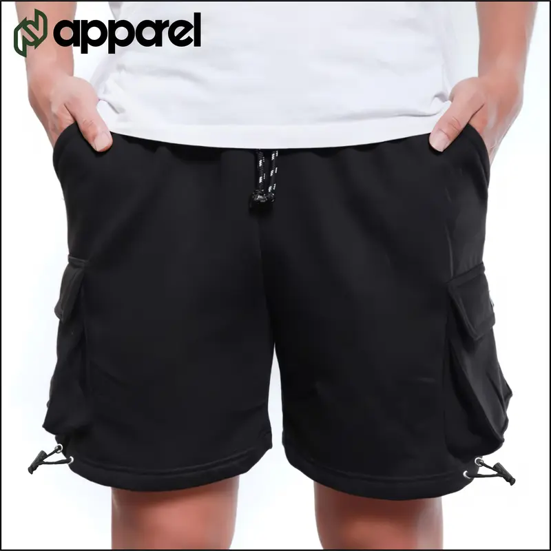 Napparel celana cargo pendek JUSTICE /shoprt fleece hitam 3