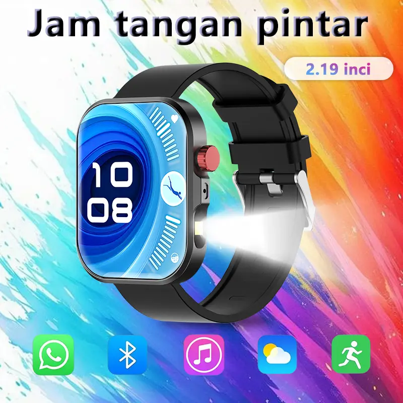Hitam Sederhana dengan Lampu Samping - 1 Tali Jam