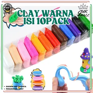 (PAKET 10 SET) JM Super Light Clay Air Dry Polymer Mainan Anak Edukasi Slime Clay Dough Colour Play