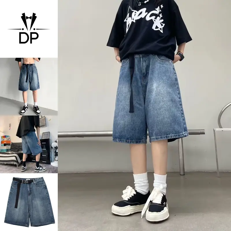 New Korean fashion men denim shorts young men jeans shorts high grade linen male jeans shorts
