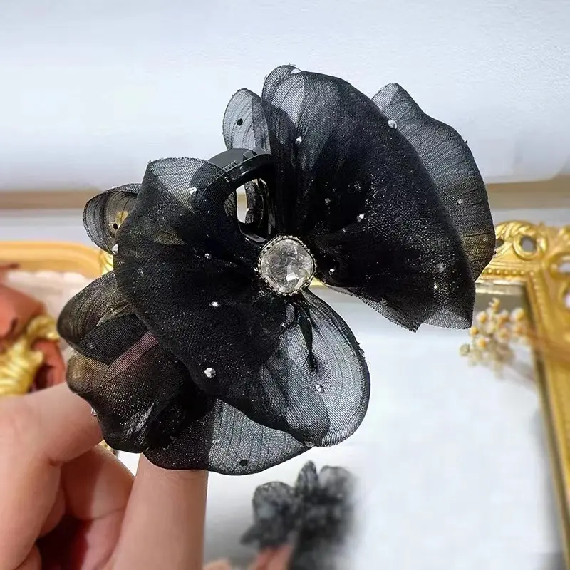 Kẹp Lấy Bong Bóng Lưới, Hàng Mới Về, Kẹp Tóc Thanh Lịch, Kẹp Cá Mập Dễ Phối Đồ Kẹp Tóc Thanh Lịch Hoa Women Voan 6