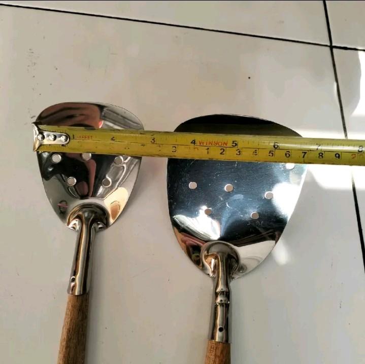 sutil sapatula gagang kayu dengan gaya bolong bolong anti lengket dan murah Stainless 1