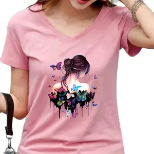 Paket 3 Pcs Kaos Wanita Slim Fit Leher V-Neck Atasan Lengan Pendek Baju Fashion