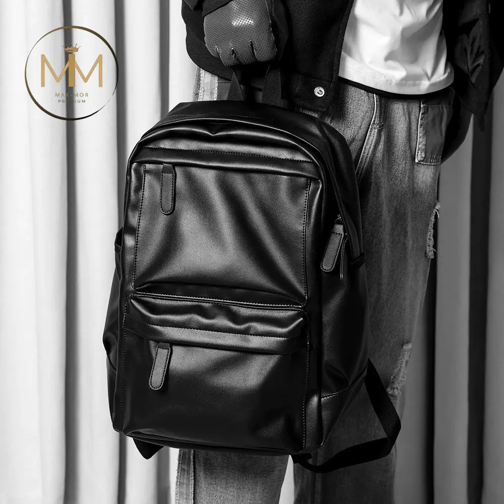 [Max-Mor] M001 Tas Pria Tas Punggung Ransel Kulit Pria Premium Quality - Hitam