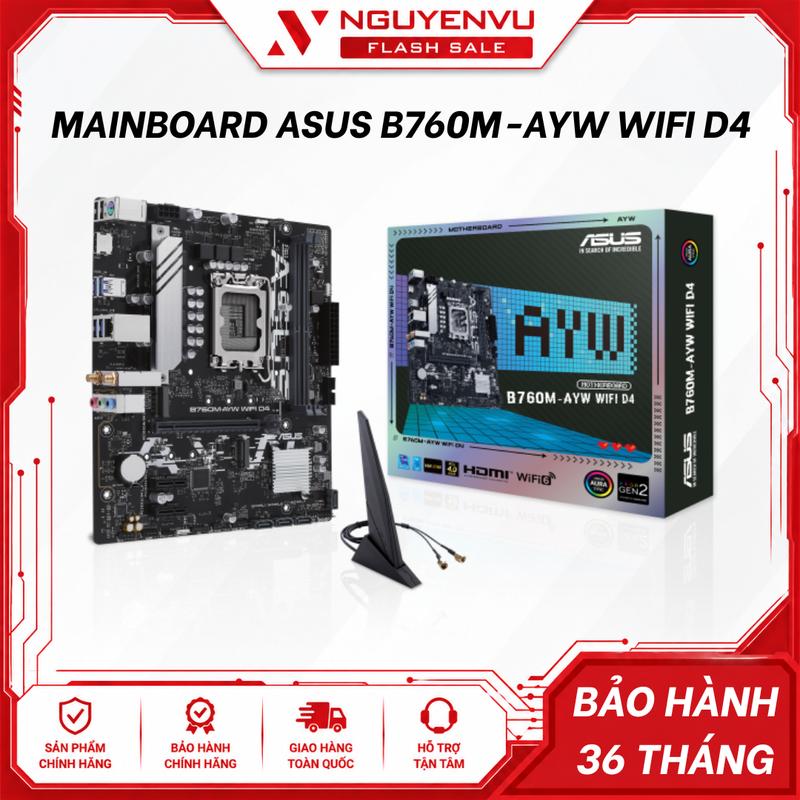 Mainboard ASUS B760M-AYW WIFI D4 - Intel B760 / Socket 1700 / DDR4 / Micro-ATX / Wi-Fi 6