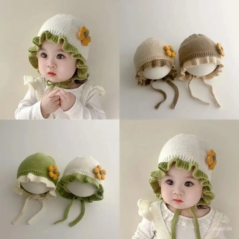 Topi kupluk bayi Anak Ruffle Motif Bunga / Kupluk Anak Bonet