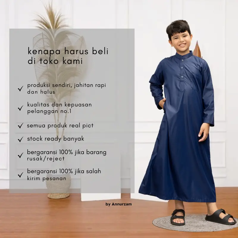 Jubah Anak Laki Laki Premium 9 - 16 Tahun Lengan Panjang Zaky Series Original ANNURZAM ALBUCHORI 3