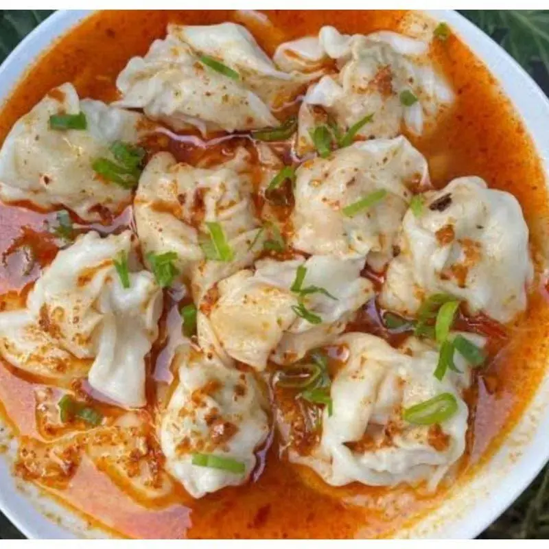 Pangsit Ayam Jumbo Kuah Chili Oil Wonton Ayam Frozen Food Pedas