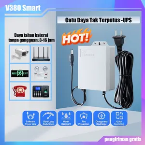 V380 Smart UPS 12V 1.5A Uninterruptible Power Supply Mini UPS Baterai Cadangan untuk WiFi Router Modem dan Kamera CCTV Outdoor Tahan Air dan Tahan Api anti mati internet cadangan listrik rumah ups tahan lama wifi tetap nyala saat mati lampu darurat rumah