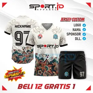 Jersey Olahraga Bunga Warisan Elegan – Seri Kompetisi Premium Sport ID – Cocok untuk Badminton, Sepak Bola, Voli, Takraw & Futsal