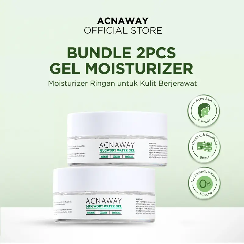 ACNAWAY Bundle 2 Pcs  Mugwort Water Gel Moisturizer –  Pelembab Ringan untuk Kulit Sensitif & Acne-Prone Cooling & Hydrating with Mugwort + Centella + Panthenol 0