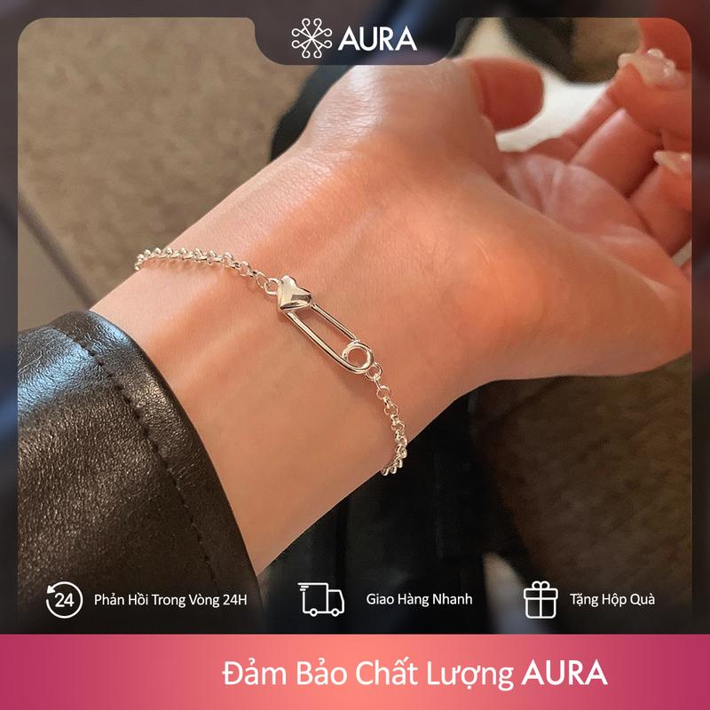AURA Safety Pin Dây chuyền nữ hình trái tim kiểu tối giản ghim an toàn vòng tay cao cấp 3D chắc chắn với phong cách thiết kế độc đáo chất liệu thép titan không phai màu và không gây dị ứng