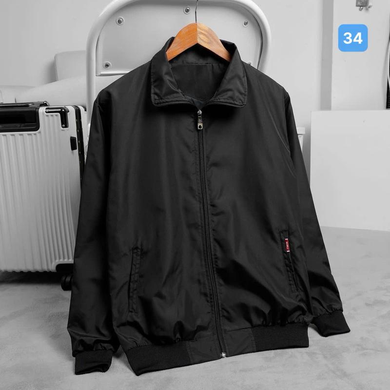  Áo khoác dù nam mã 34 áo gió nam màu đen chất liệu vải dù 2 lớp phong cách thời trang Menswear Dài Tay Jacket 