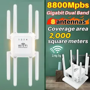 Penguat WiFi Pita Ganda 8 Antena 1200Mbps/21000Mbps 2.4G dan 5G Wifi Range Extender Router pengulang Penguat - Repeater, Kabel