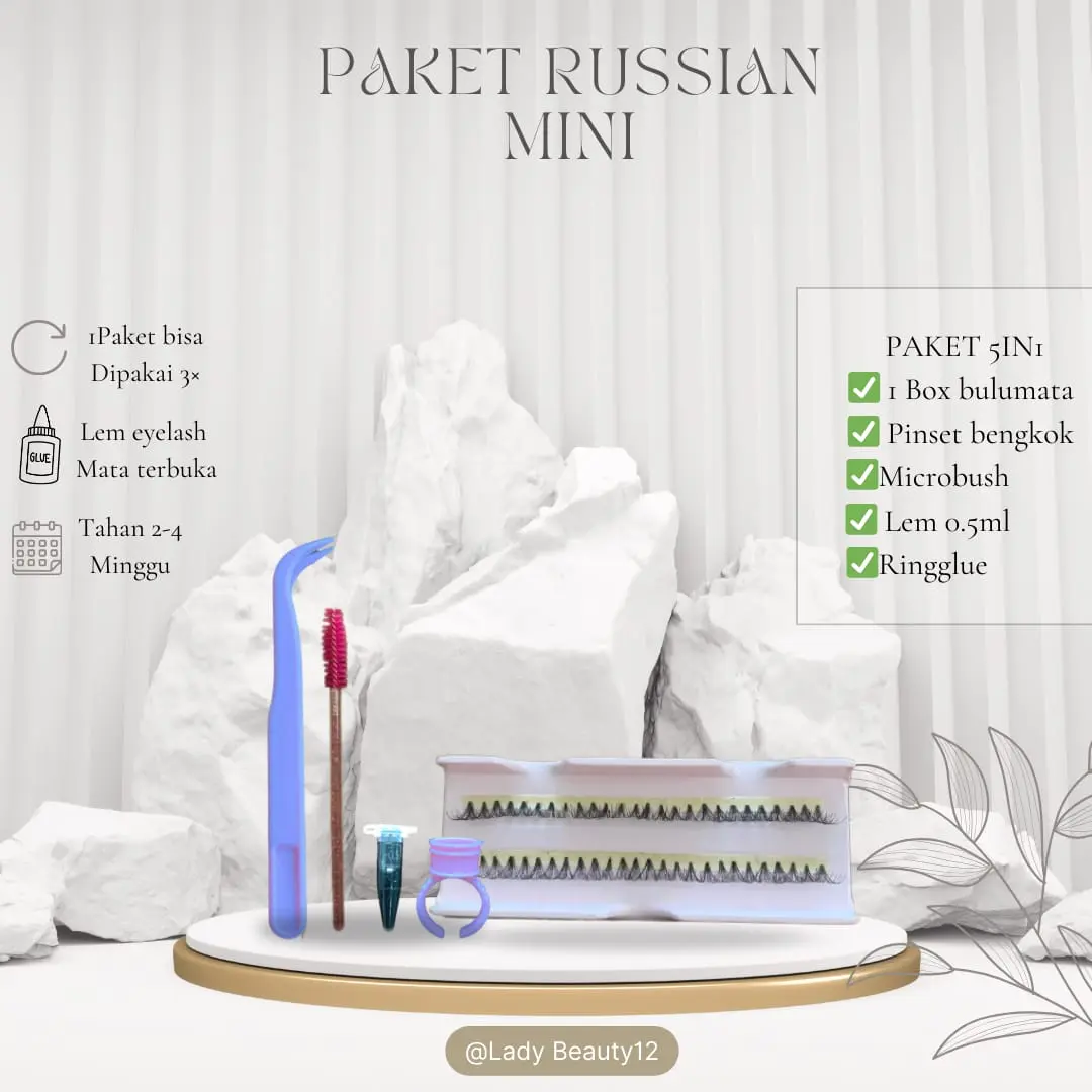 Paket Bulu Mata Tanam Russian DD-Curl Mini Lengkap 1 Set - Extension, Bulumata