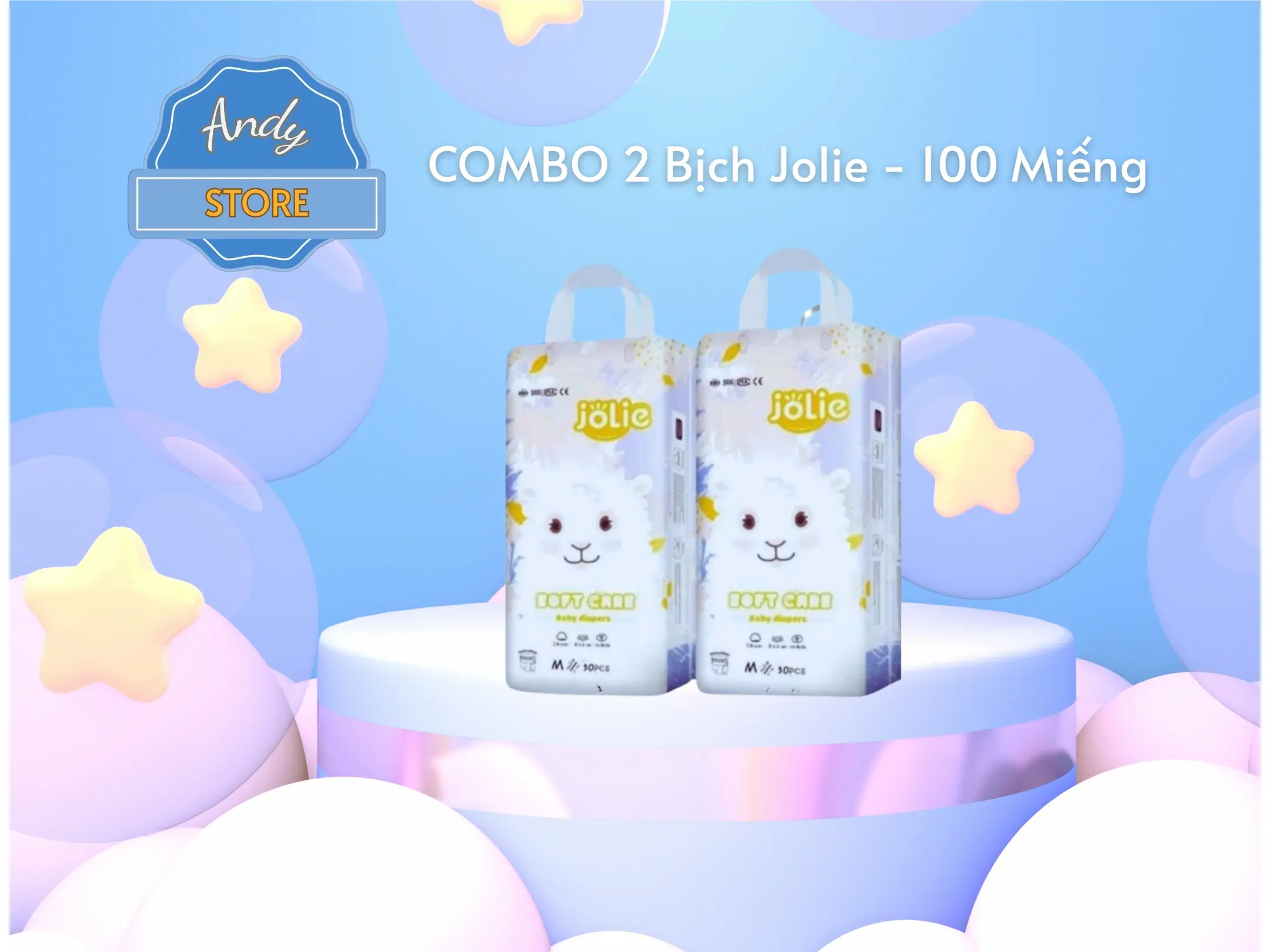 Combo 2 Bịch bỉm Jolie siêu mềm,mỏng,thấm hút tốt cho bé