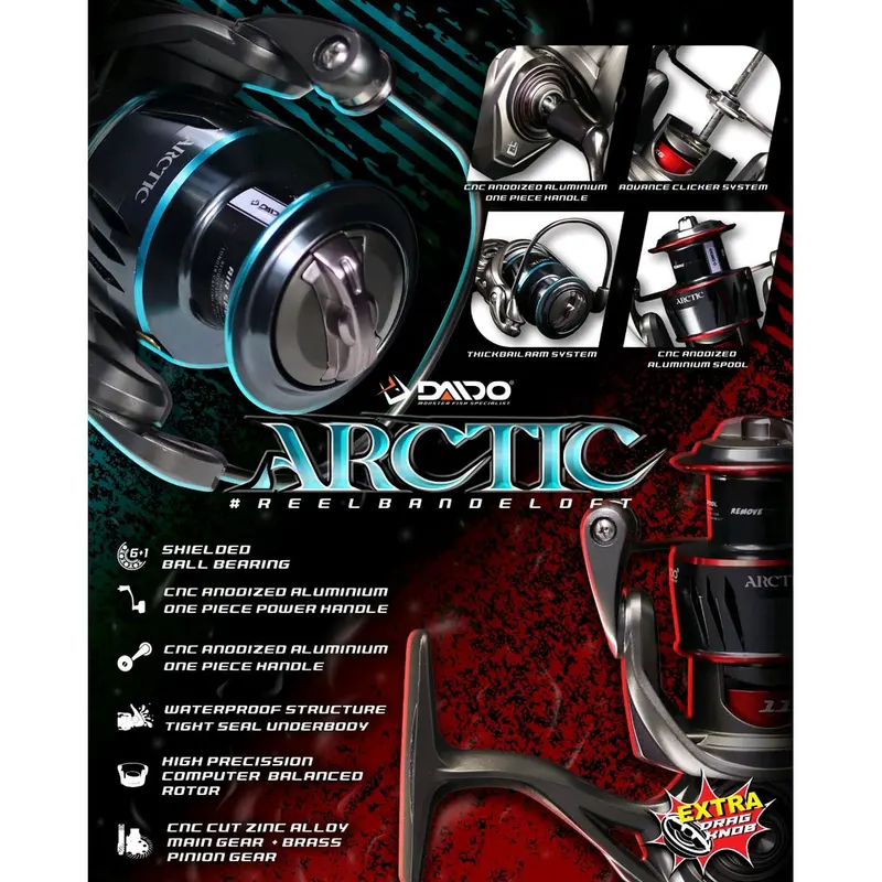 Reel Spinning Daido Arctic 1000 s/d 6000 PH (Power Handle) + FREE DRAG KNOB 0
