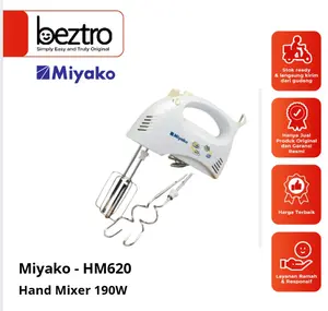 Miyako Hand Mixer HM-620 Listrik - Pengocok dan Pengaduk Kue Roti - Warna Putih