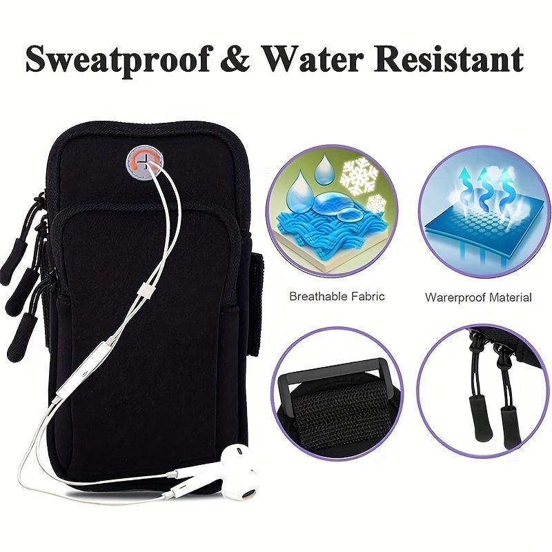 Running Arm Bag, Waterproof Sports Bag, Outdoor Phone Storage Bag for Running, Climbing, Hiking, Unique Headphone Jack Design Bag for Mobile Phones, Headphones, Keys, Cards 2